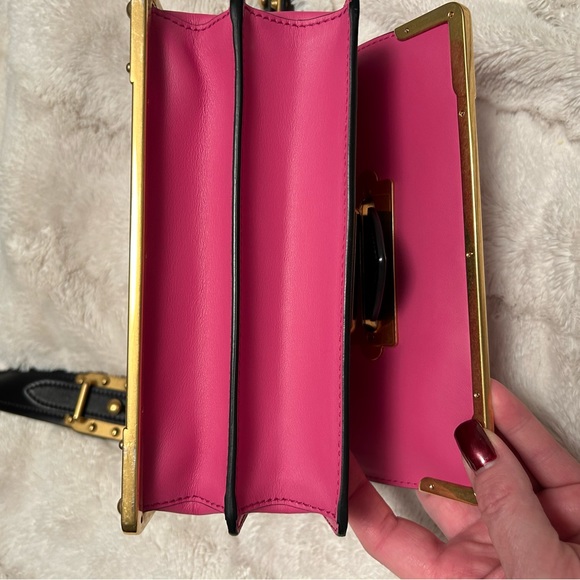 PRADA🩷City Calfskin saffiano cahier fuxia black bag💥sale!!!🔥 - Picture 12 of 13